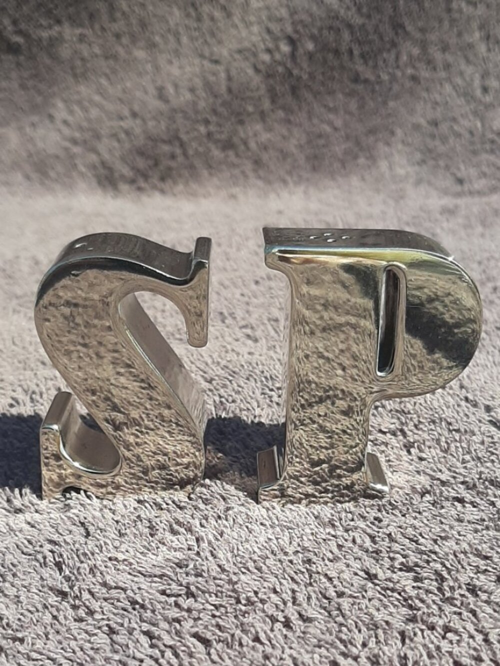 Godinger Silver Art Company Salt and Pepper Shakers S and P Alphabet Letters